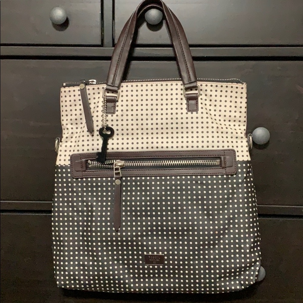 Fossil Canvas Crossbody Bag Polkadot